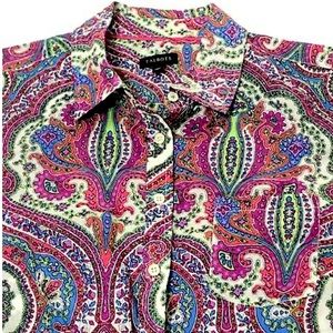 Women’s Size 2X Talbots Purple Paisley Lightweight Button Down Shirt Top
